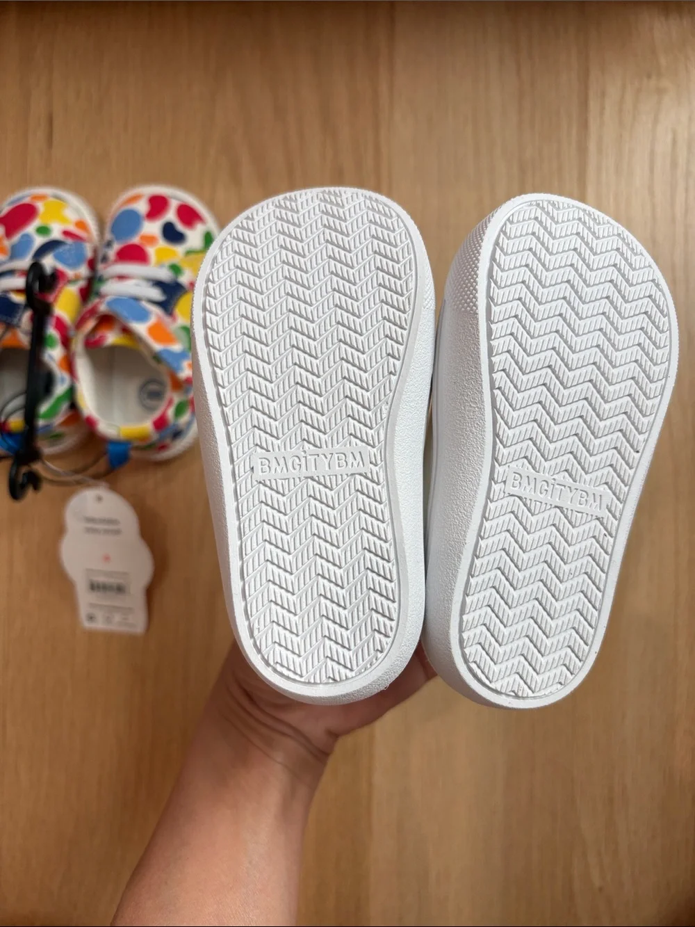 Kids Multi-Color Canvas Sneakers and White Slip-On Set Size 3 and 4 toddler
